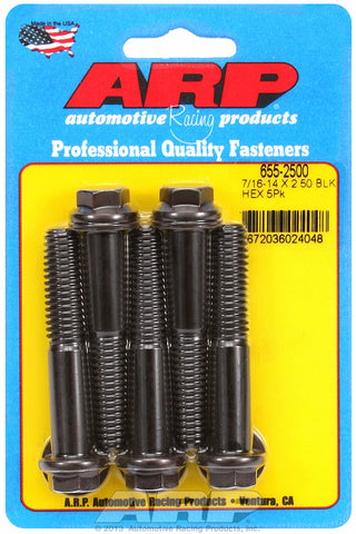 7/16-14 X 2.500 hex 1/2 wrenching black oxide bolts