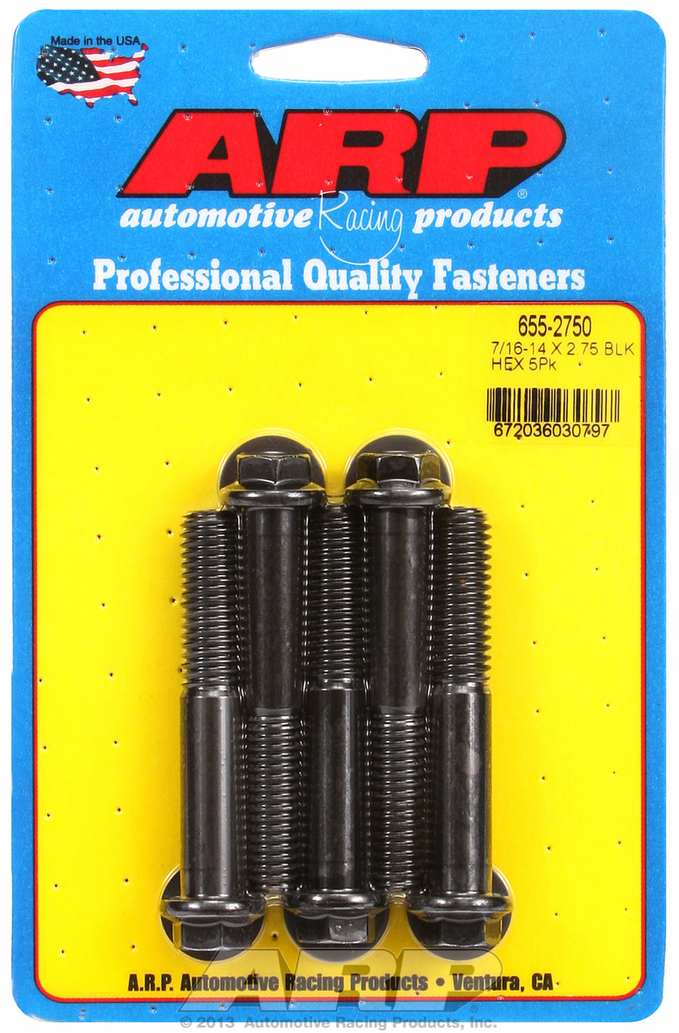 7/16-14 X 2.750 hex 1/2 wrenching black oxide bolts