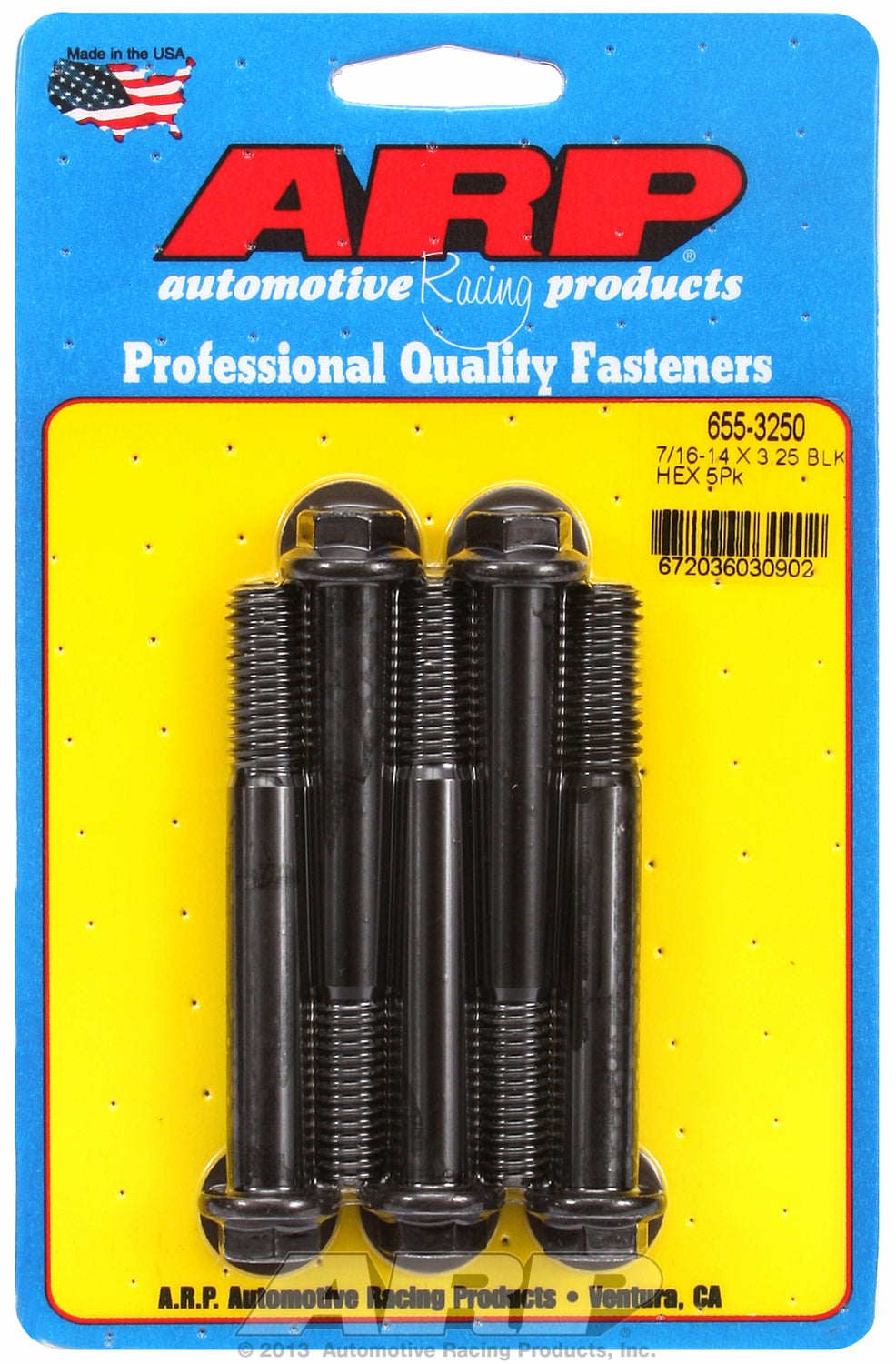 7/16-14 X 3.250 hex 1/2 wrenching black oxide bolts