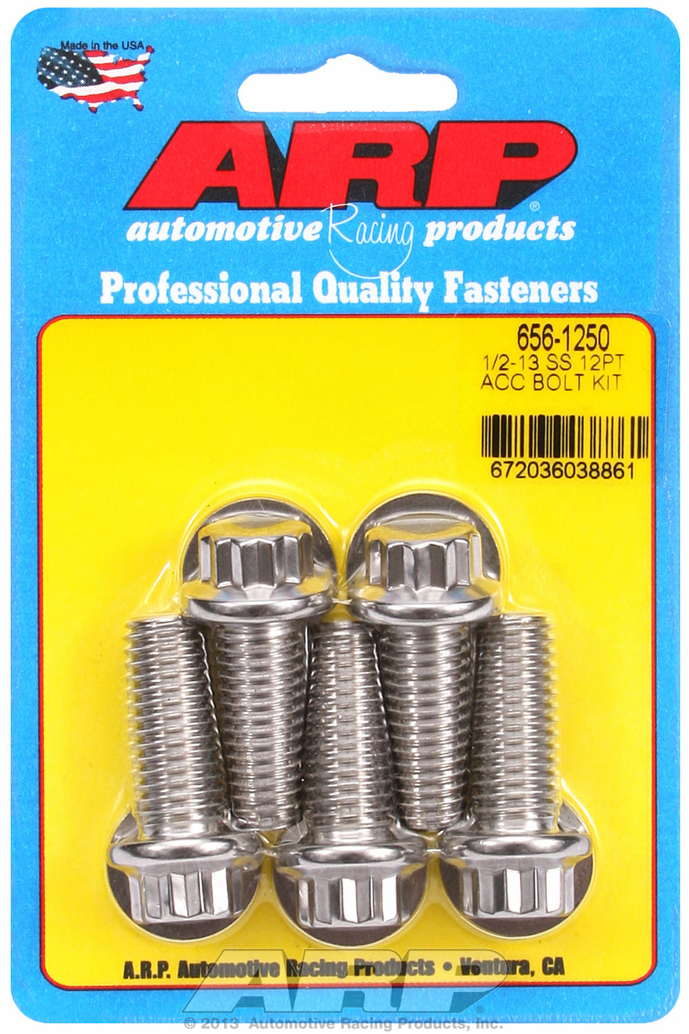 1/2-13 x 1.250 12pt SS bolts