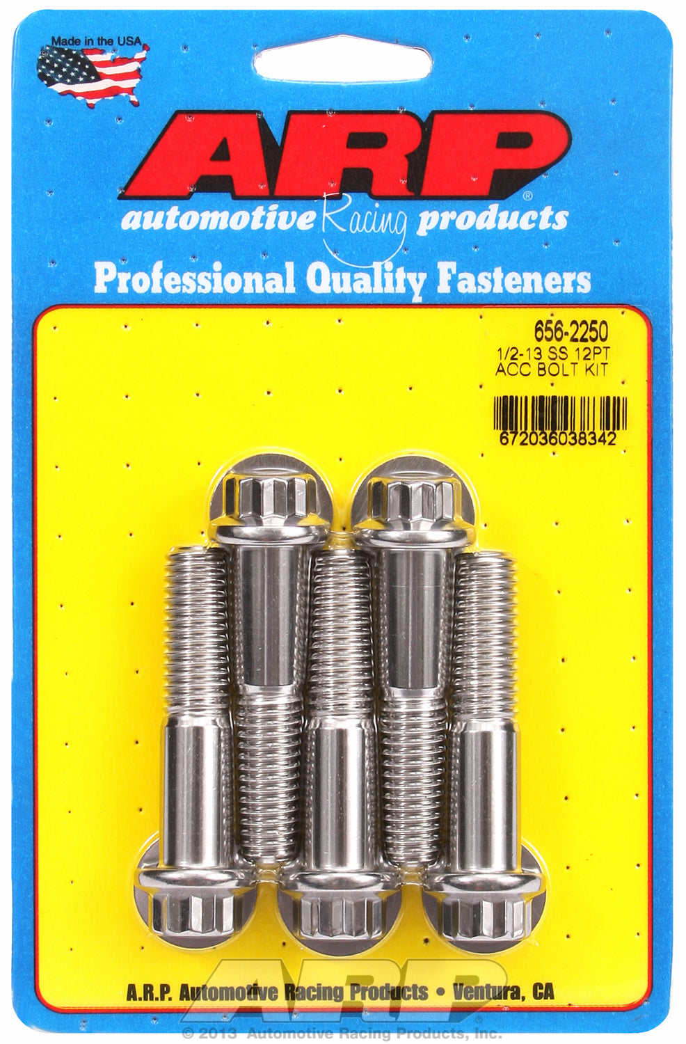 1/2-13 x 2.250 12pt SS bolts