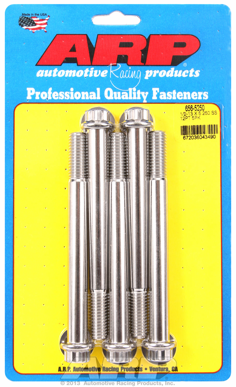 1/2-13 x 5.250 12pt SS bolts