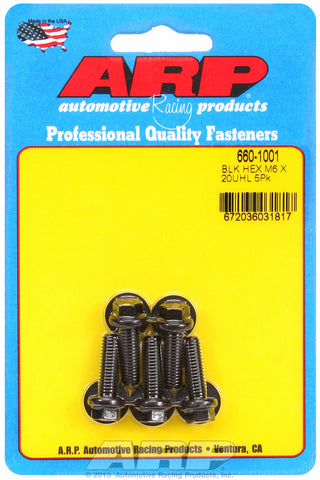 M6 x 1.00 x 20 hex black oxide bolts