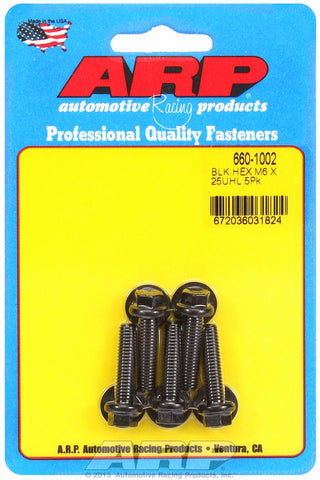 M6 x 1.00 x 25 hex black oxide bolts