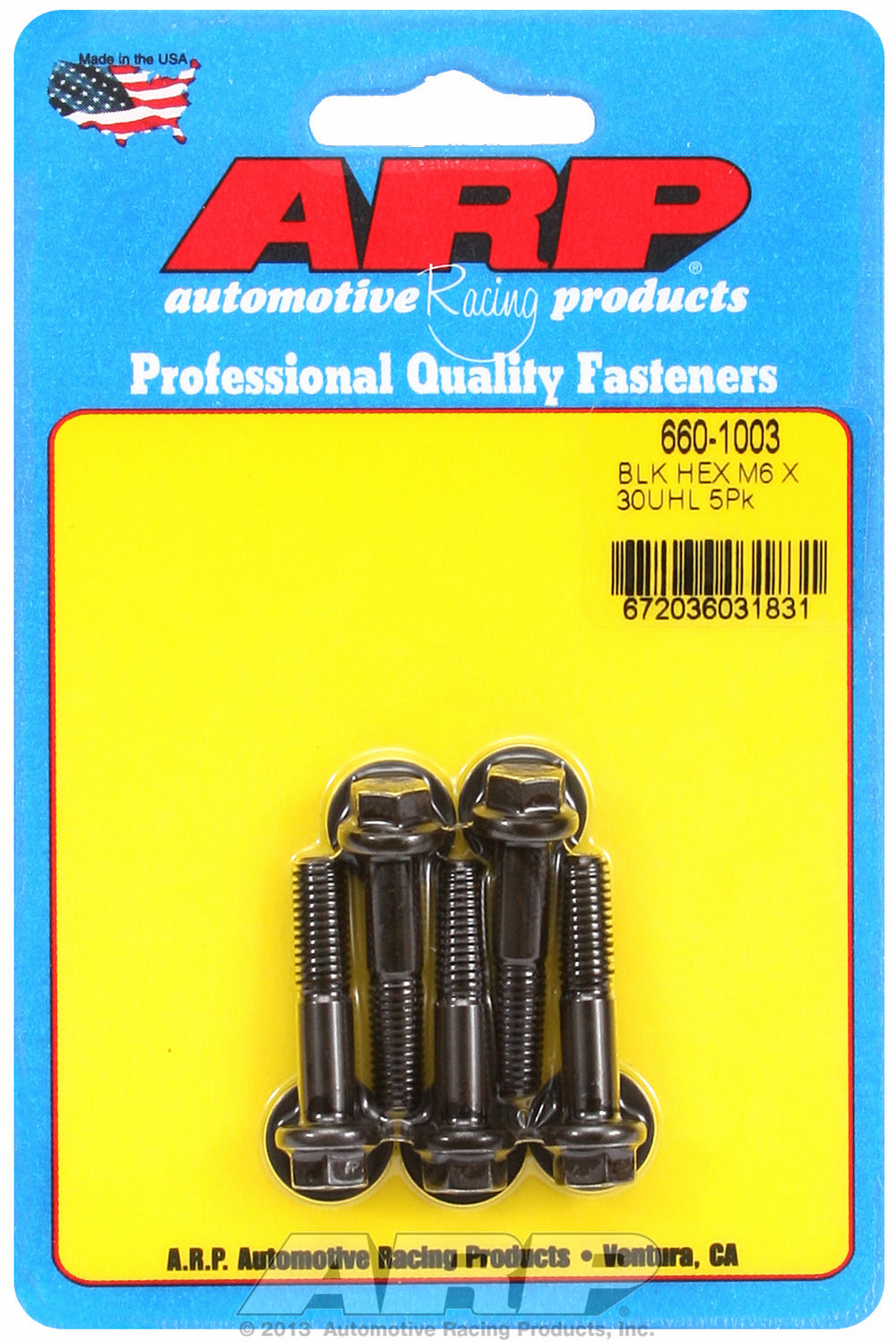 M6 x 1.00 x 30 hex black oxide bolts