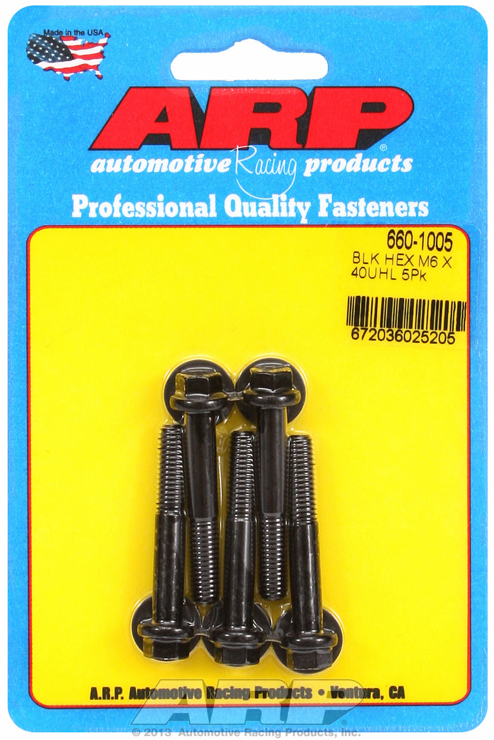 M6 x 1.00 x 40 hex black oxide bolts