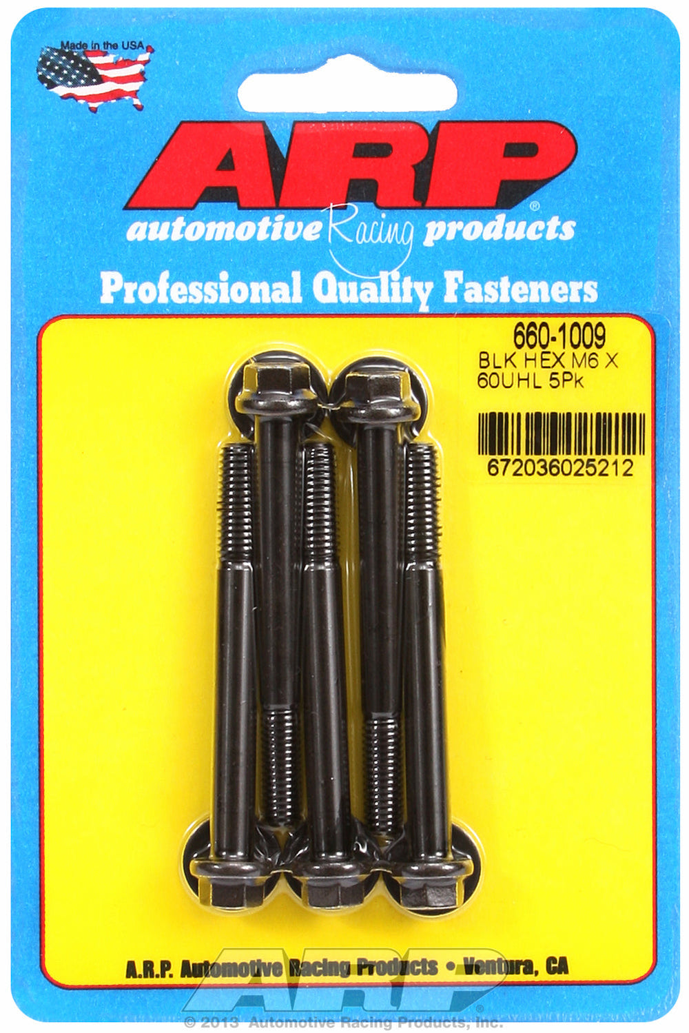 M6 x 1.00 x 60  hex black oxide bolts
