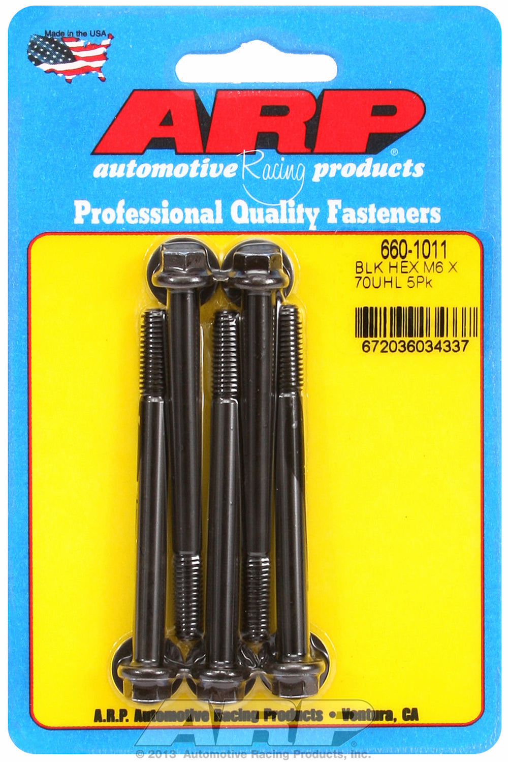 M6 x 1.00 x 70 hex black oxide bolts