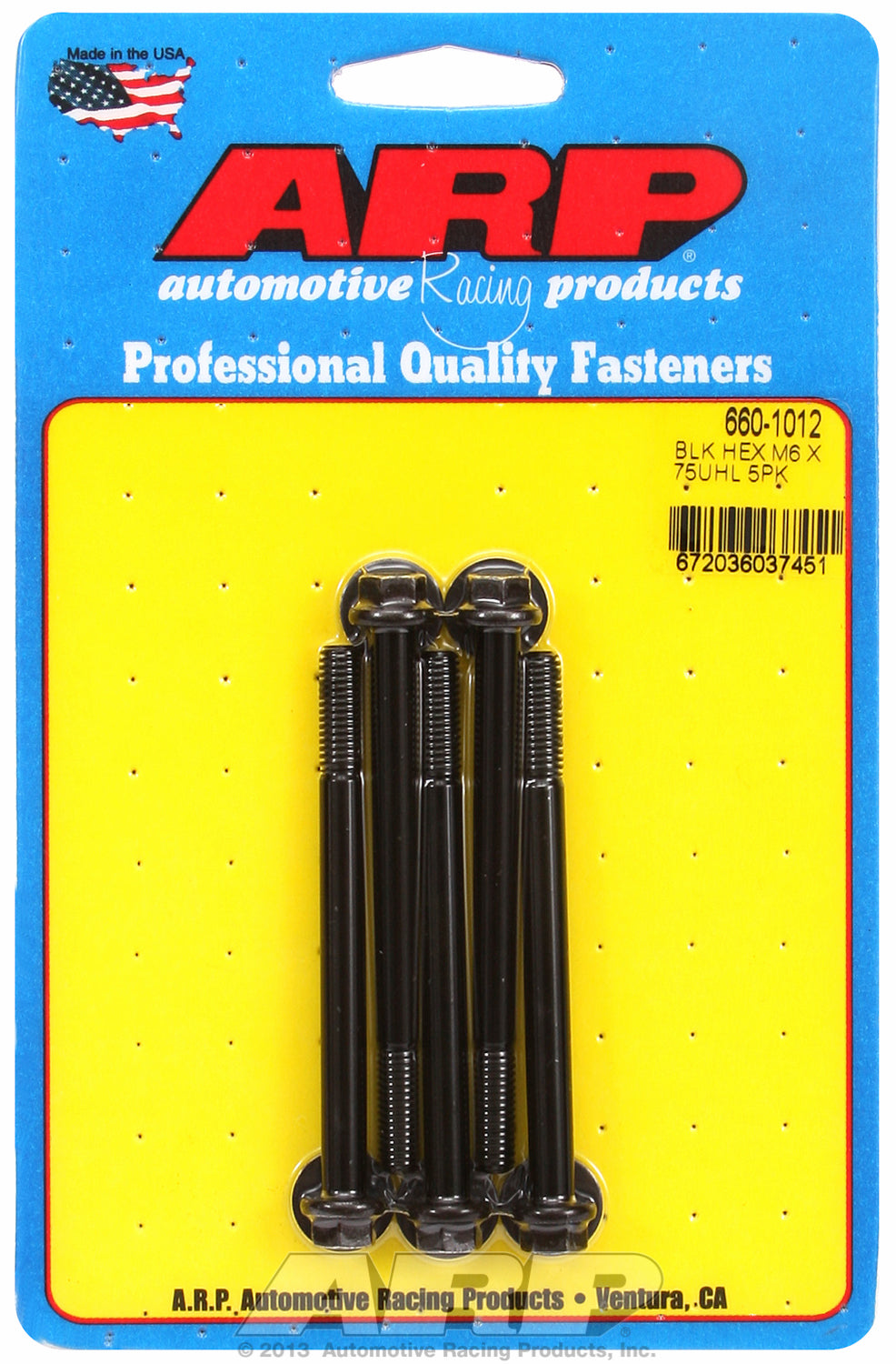 M6 x 1.00 x 75 hex black oxide bolts