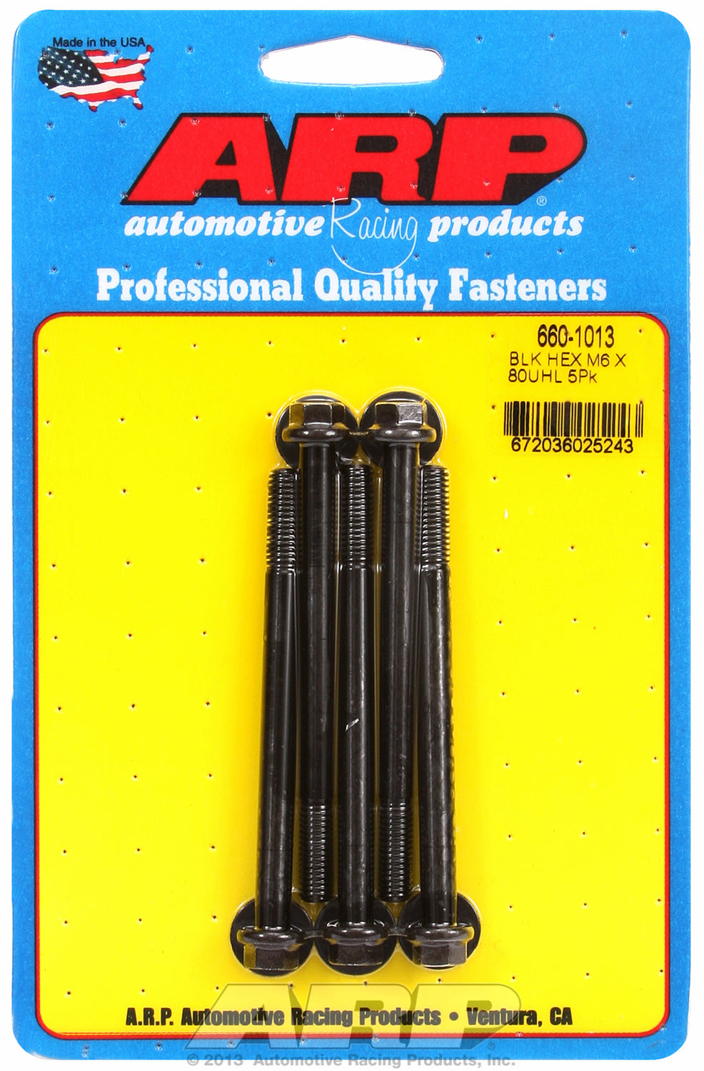 M6 x 1.00 x 80 hex black oxide bolts