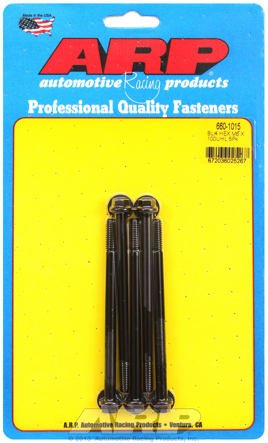 M6 x 1.00 x 100 hex black oxide bolts