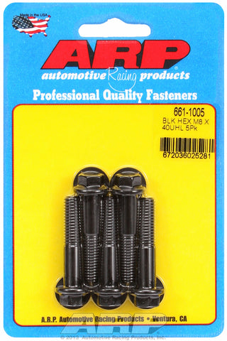 M8 x 1.25 x 40 hex black oxide bolts