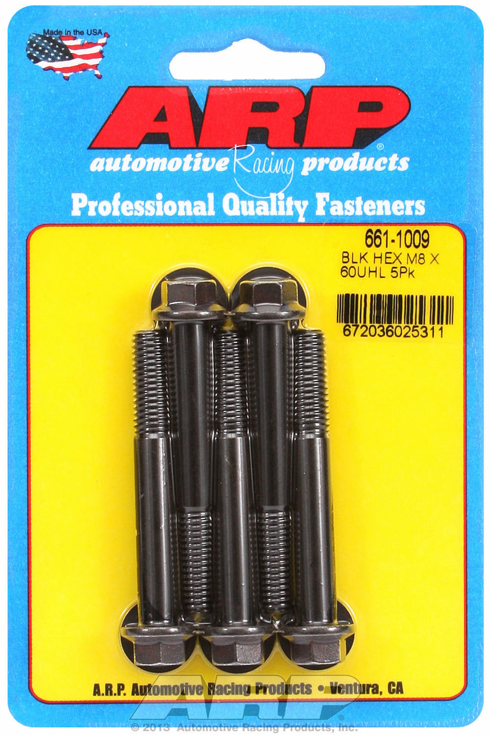 M8 x 1.25 x 60  hex black oxide bolts