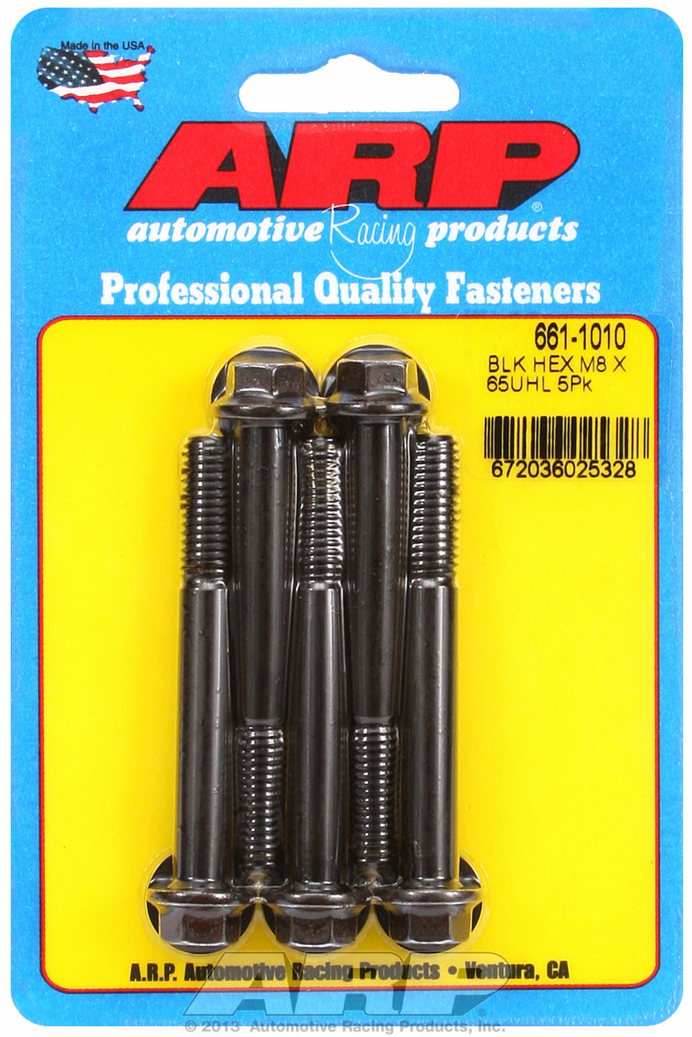 M8 x 1.25 x 65 hex black oxide bolts
