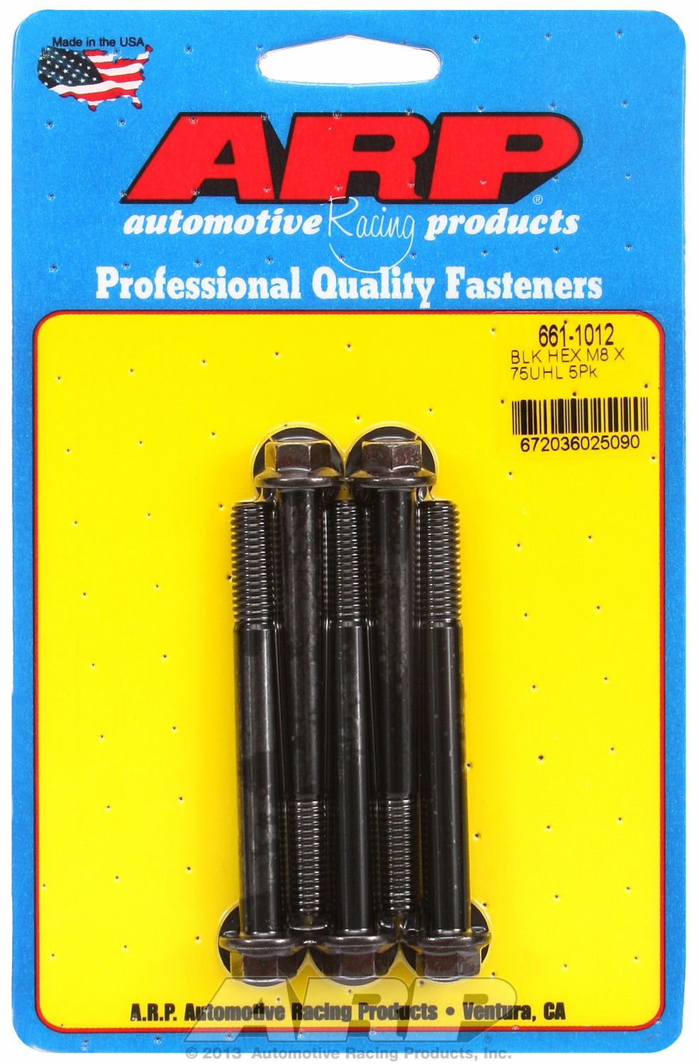M8 x 1.25 x 75 hex black oxide bolts