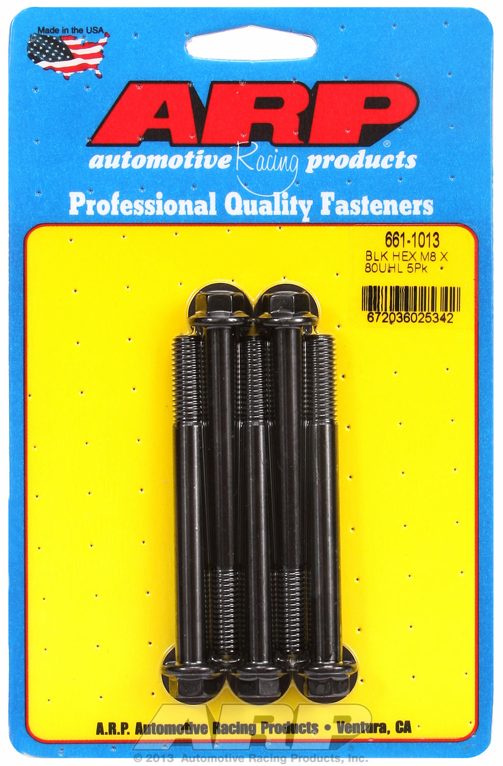 M8 x 1.25 x 80 hex black oxide bolts