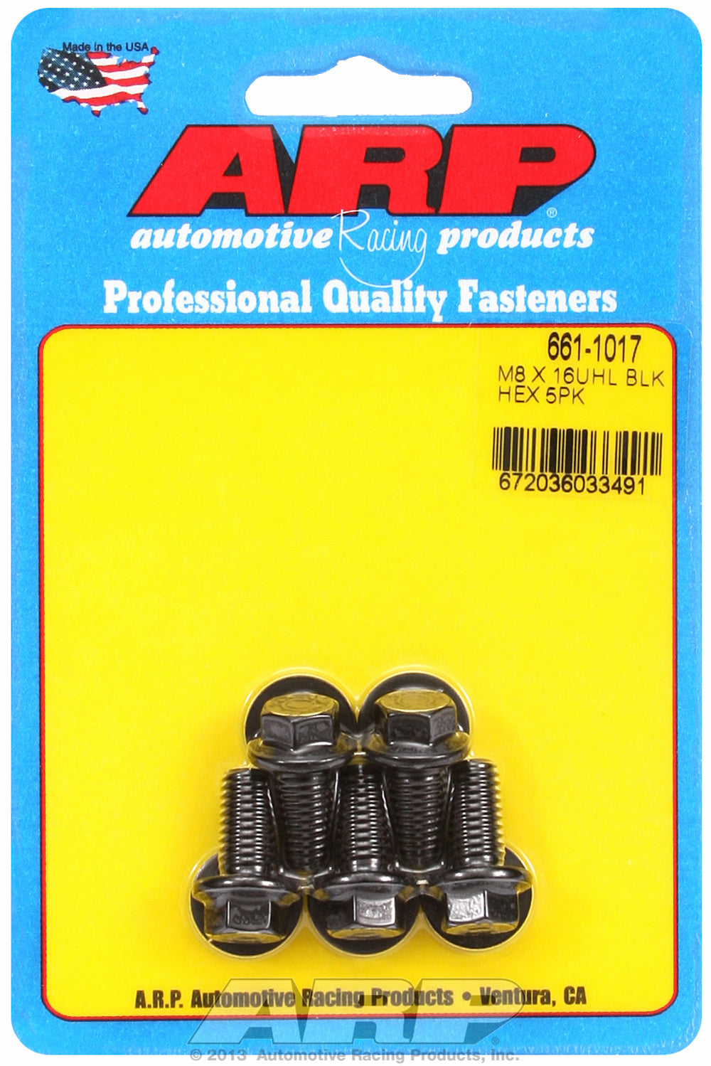 M8 x 1.25 x 16 hex black oxide bolts
