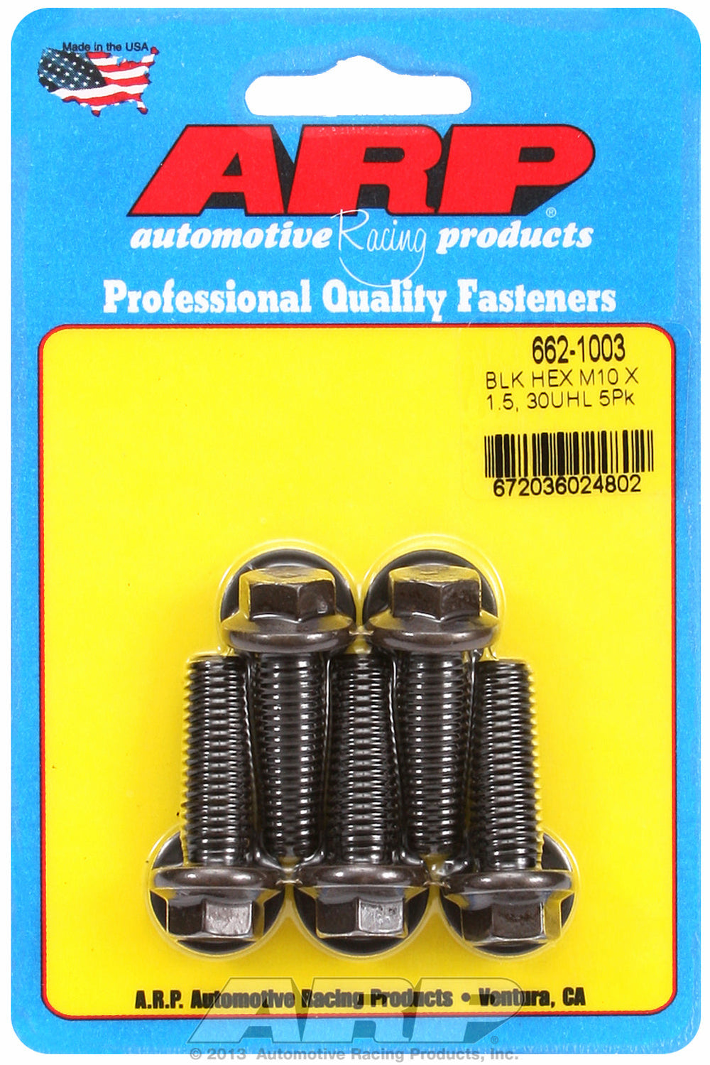M10 x 1.50 x 30 hex black oxide bolts
