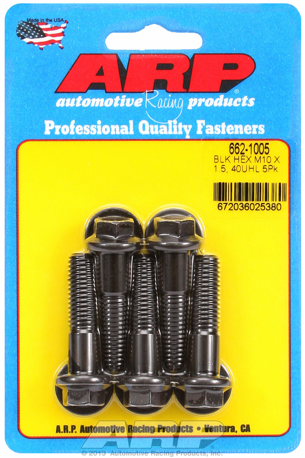 M10 x 1.50 x 40 hex black oxide bolts
