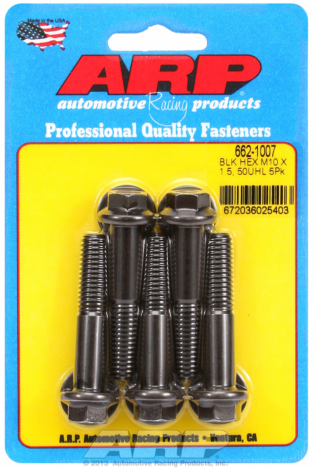 M10 x 1.50 x 50 hex black oxide bolts