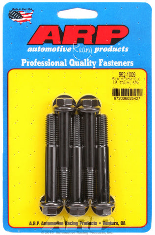 M10 x 1.50 x 70 hex black oxide bolts