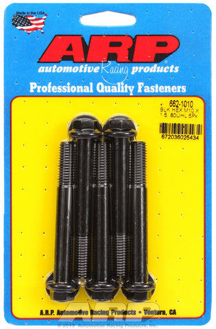 M10 x 1.50 x 80 hex black oxide bolts