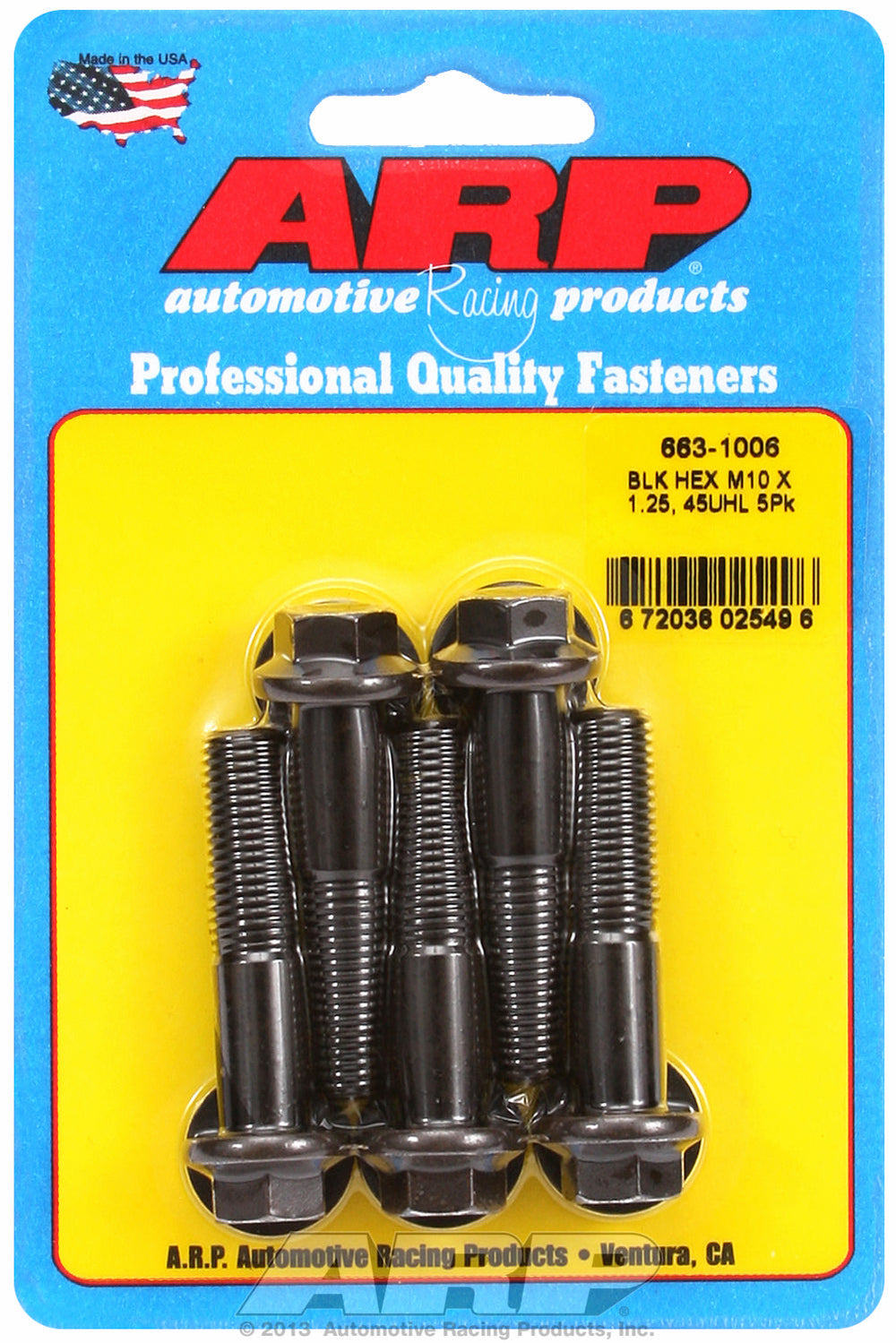 M10 x 1.25 x 45 hex black oxide bolts