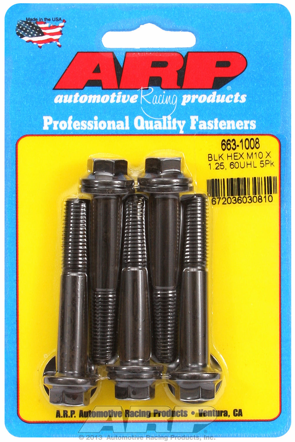 M10 x 1.25 x 60  hex black oxide bolts
