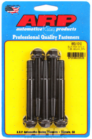 M10 x 1.25 x 80 hex black oxide bolts