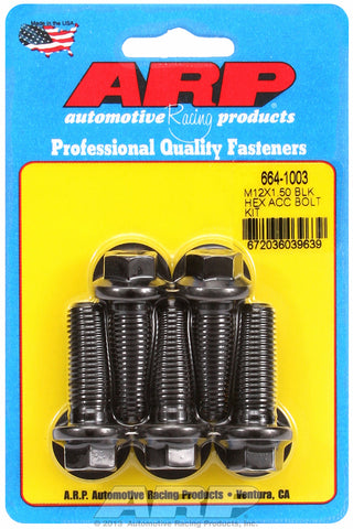 M12 x 1.50 x 35 hex black oxide bolts