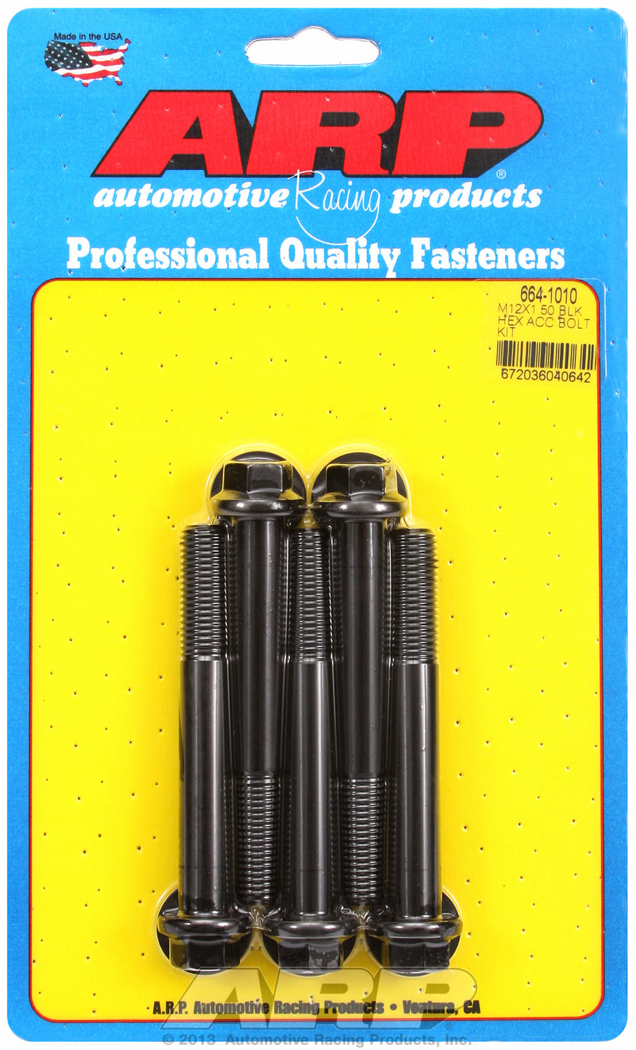 M12 x 1.50 x 90 hex black oxide bolts