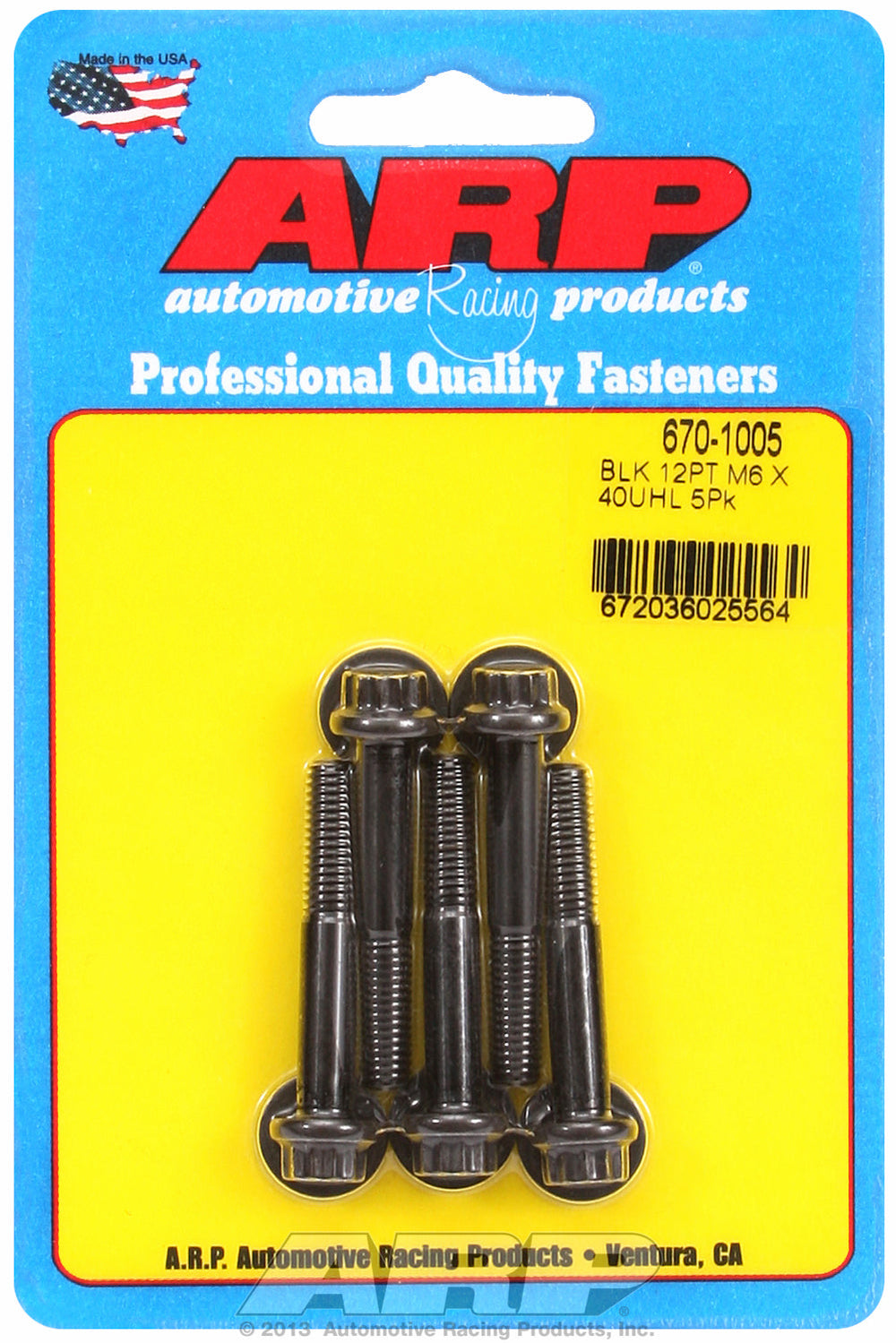 M6 x 1.00 x 40 12pt black oxide bolts
