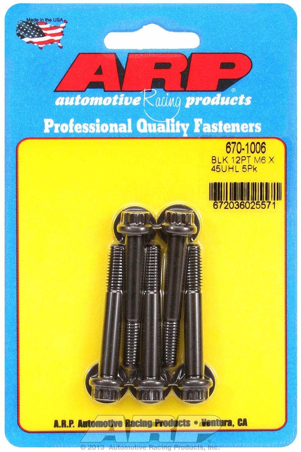 M6 x 1.00 x 45 12pt black oxide bolts