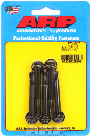 M6 x 1.00 x 50 12pt black oxide bolts