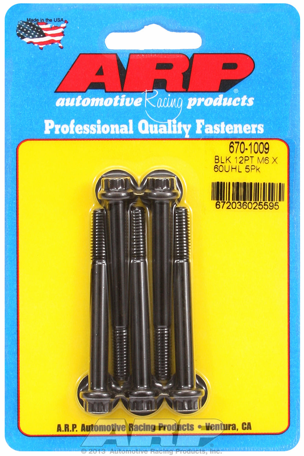 M6 x 1.00 x 60  12pt black oxide bolts