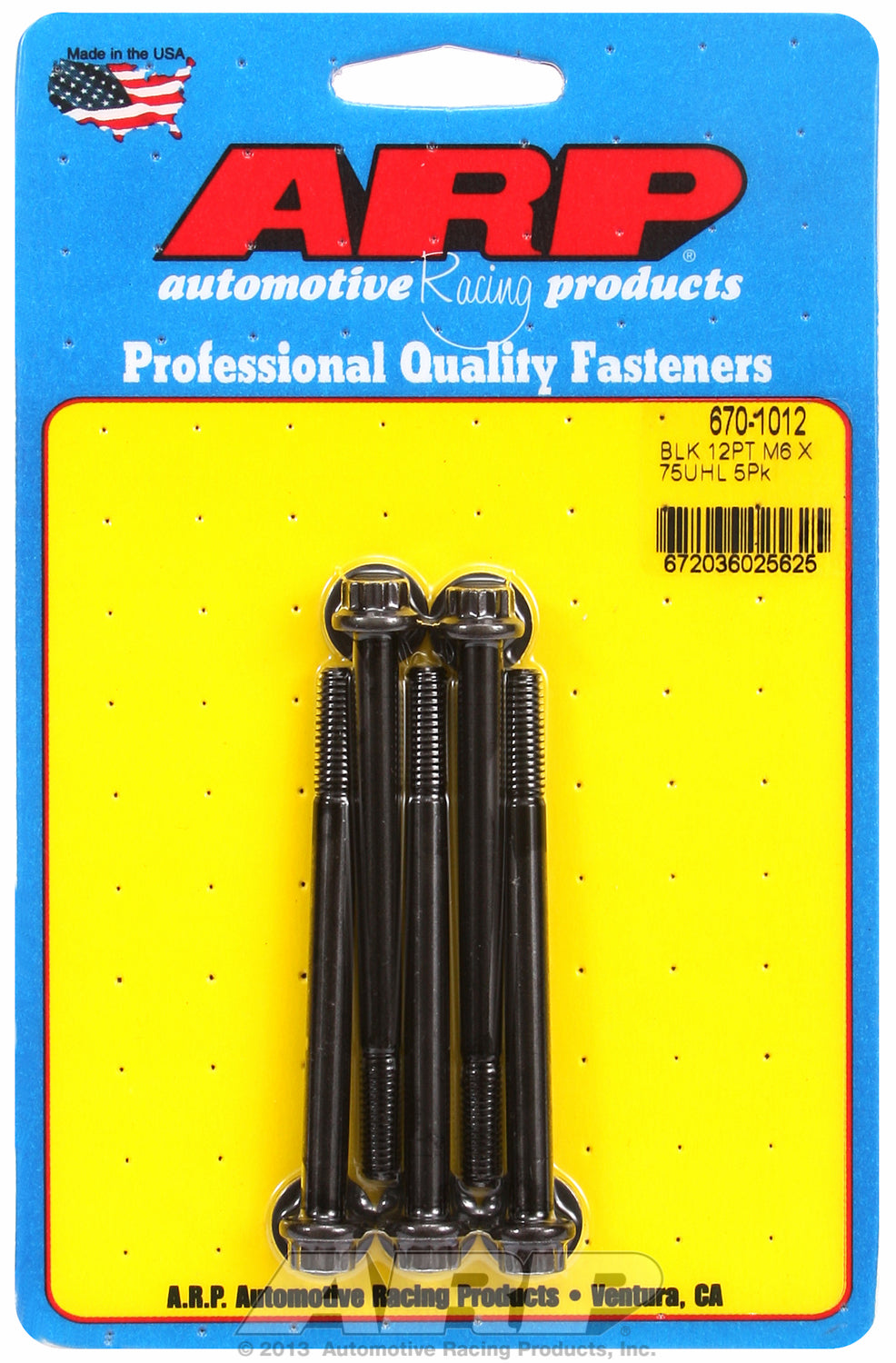 M6 x 1.00 x 75 12pt black oxide bolts