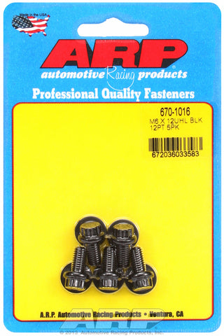 M6 x 1.00 x 12  12pt black oxide bolts