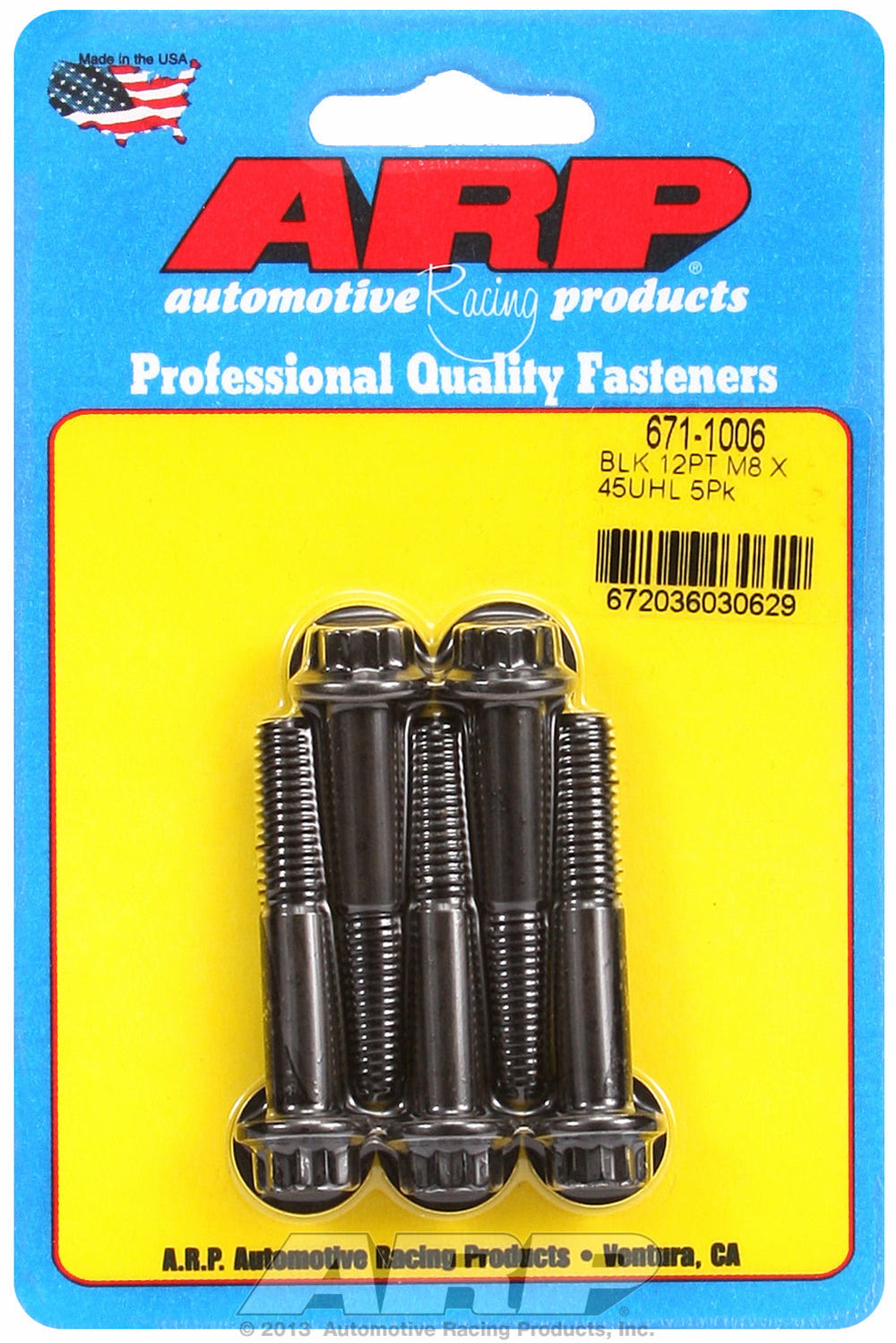 M8 x 1.25 x 45 12pt black oxide bolts