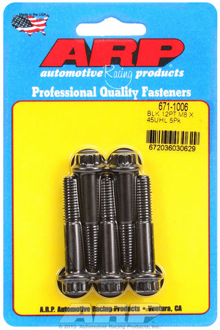 M8 x 1.25 x 45 12pt black oxide bolts