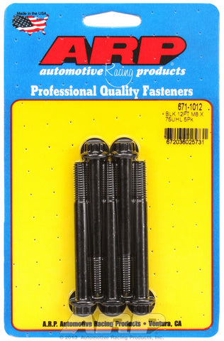 M8 x 1.25 x 75 12pt black oxide bolts