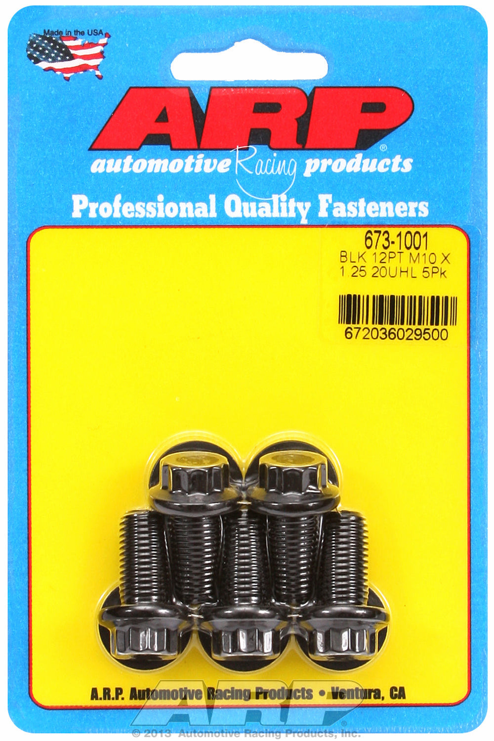 M10 x 1.25 x 20 12pt black oxide bolts