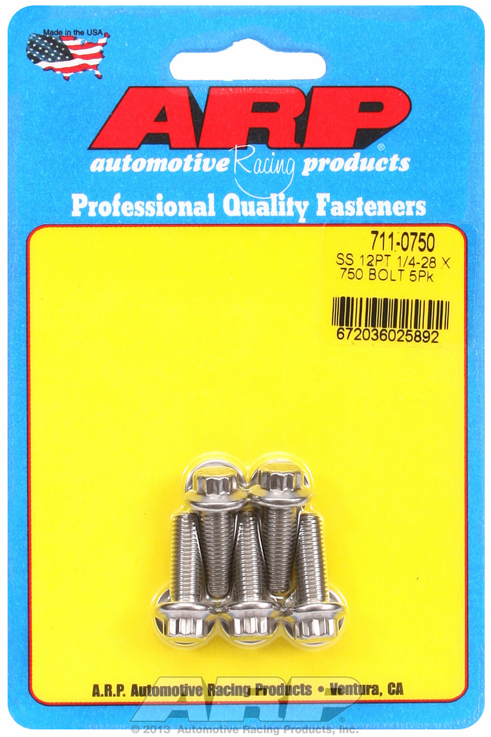 1/4-28 x .750 12pt SS bolts