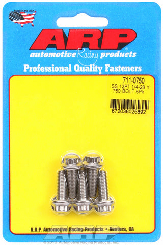 1/4-28 x .750 12pt SS bolts