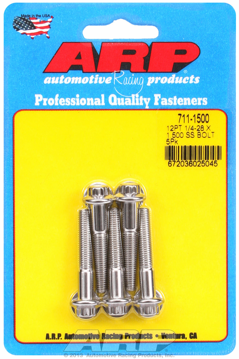 1/4-28 x 1.500 12pt SS bolts