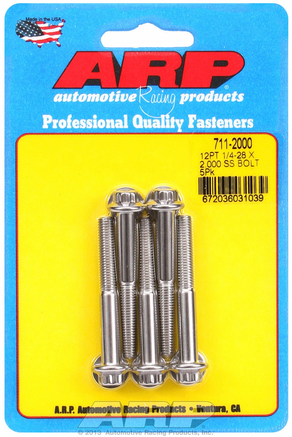 1/4-28 x 2.000 12pt SS bolts
