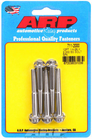 1/4-28 x 2.000 12pt SS bolts