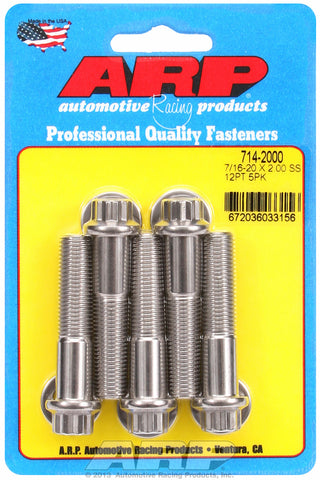 7/16-20 x 2.000 12pt SS bolts