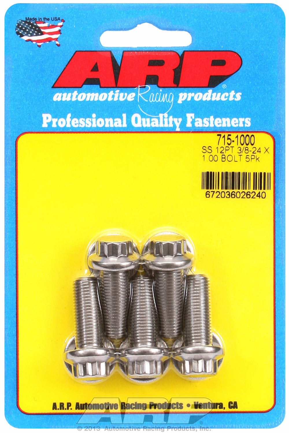 3/8-24 x 1.000 12pt 7/16 wrenching SS bolts