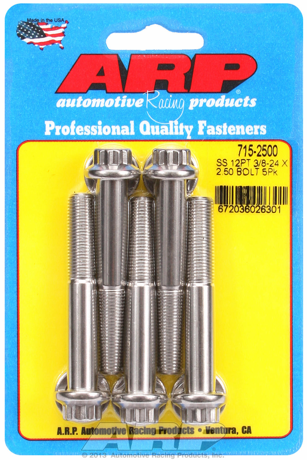 3/8-24 x 2.500 12pt 7/16 wrenching SS bolts