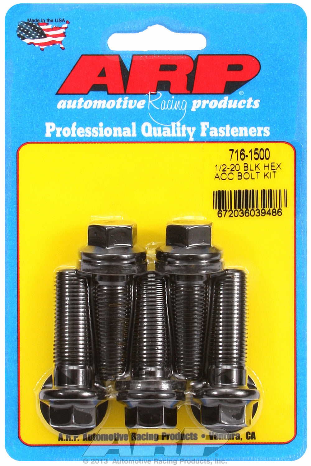 1/2-20 x 1.500 hex black oxide bolts